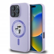 iPhone 16 PRO MAX purple Magsafe Silicone KC Heads Ring KARL LAGERFELD nugarėlė