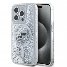 iPhone 16 PRO MAX transparent Magsafe Liquid Glitter KC Heads KARL LAGERFELD nugarėlė