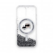 iPhone 16 transparent Magsafe Liquid Glitter KC Heads KARL LAGERFELD nugarėlė