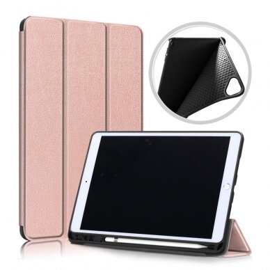 iPad 10.2 (7th / 8th / 9th Gen) pink TRIFOLD dėklas su silikonu