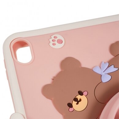 iPad 10.9 2022 (10th gen) pink Cartoon Bear nugarėlė su kojele 2