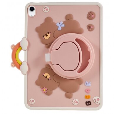 iPad 10.9 2022 (10th gen) pink Cartoon Bear nugarėlė su kojele 3