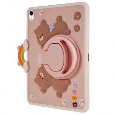 iPad 10.9 2022 (10th gen) pink Cartoon Bear nugarėlė su kojele 5