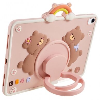 iPad 10.9 2022 (10th gen) pink Cartoon Bear nugarėlė su kojele 7