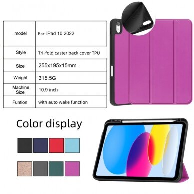 iPad 10.9 2022 (10th gen) black silikoninis S PEN TRIFOLD dėklas 4