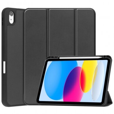 iPad 10.9 2022 (10th gen) black silikoninis S PEN TRIFOLD dėklas