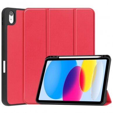 iPad 10.9 2022 (10th gen) red silikoninis S PEN TRIFOLD dėklas