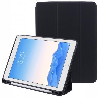 iPad 9.7 (5th , 6th Gen) black silikoninis S PEN TRIFOLD dėklas