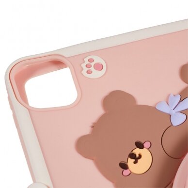 iPad Air 11 (2024) pink Cartoon Bear nugarėlė su kojele 2