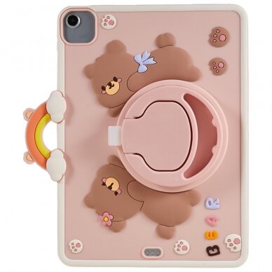 iPad Air 11 (2024) pink Cartoon Bear nugarėlė su kojele 3