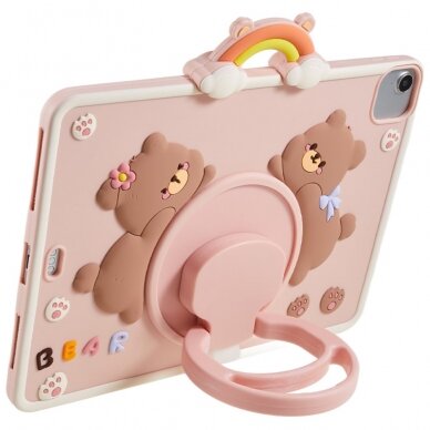 iPad Air 11 (2024) pink Cartoon Bear nugarėlė su kojele 7