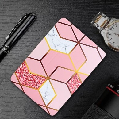 iPad PRO 11 2021/2020/2018/ AIR 10.9 2020 Pink Geometry BIFOLD dėklas 2