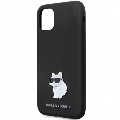 iPhone 11 black Silicone C Metal Pin KARL LAGERFELD nugarėlė 5