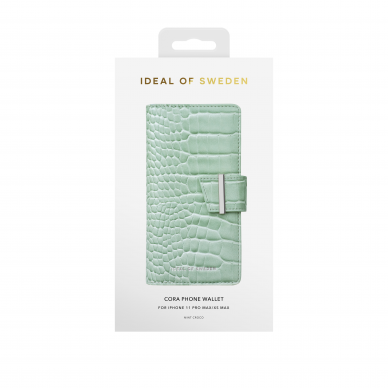 iPhone 11 PRO MAX iDeal Of Sweden dėklas Wallet Mint Croco 5