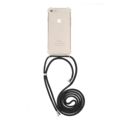 iPhone 11 PRO skaidri CORD nugarėlė su juoda virvute ant kaklo