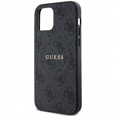 Iphone 12 / 12 PRO black PU Leather 4G Collection Metal Logo MagSafe GUESS nugarėlė 5