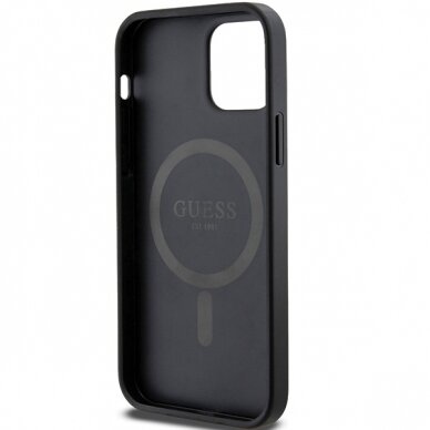 Iphone 12 / 12 PRO black PU Leather 4G Collection Metal Logo MagSafe GUESS nugarėlė 6