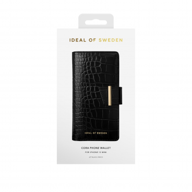 iPhone 12 MINI iDeal Of Sweden dėklas Wallet Jet Black Croco 2