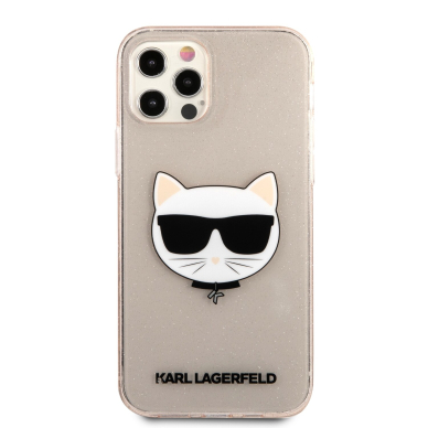 iPhone 12 PRO MAX aukso sp. glitter KARL LAGERFELD nugarėlė KLHCP12LCHTUGLGO 3