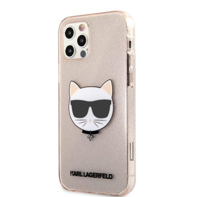 iPhone 12 PRO MAX aukso sp. glitter KARL LAGERFELD nugarėlė KLHCP12LCHTUGLGO 2