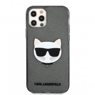 iPhone 12 PRO MAX juoda glitter KARL LAGERFELD nugarėlė KLHCP12LCHTUGLB 3