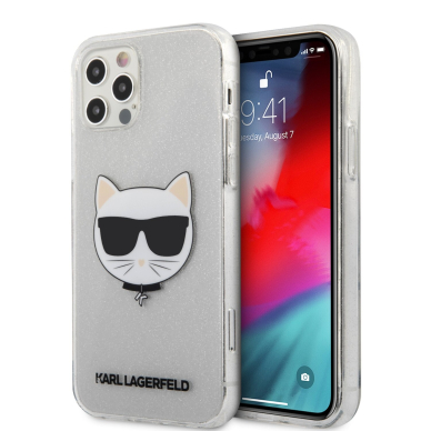 iPhone 12 PRO MAX sidabro sp. glitter KARL LAGERFELD nugarėlė KLHCP12LCHTUGLS