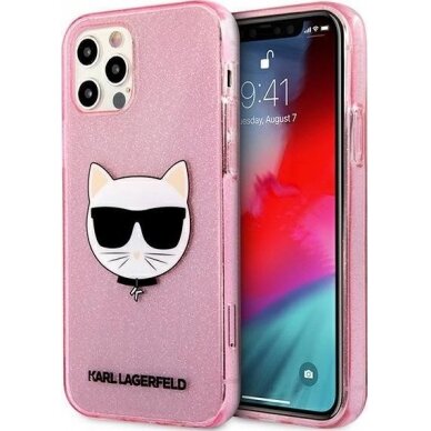 iPhone 12/12 PRO glitter rožinė KARL LAGERFELD nugarėlė KLHCP12MCHTUGLP