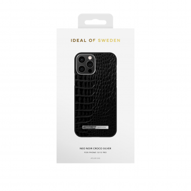 iPhone 12/12 PRO iDeal Of Sweden nugarėlė Neo Noir Croco Silver 2