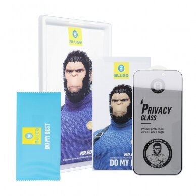 iPhone 12/12 PRO juodas pilnas Mr. Monkey 5D PRIVACY stiklas 2