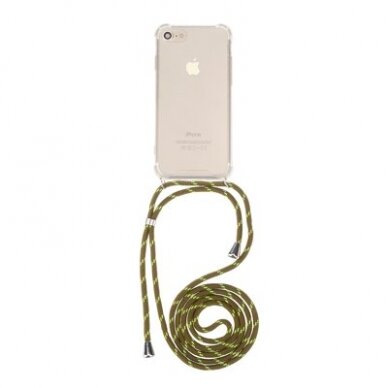 iPhone 12/12 PRO skaidri CORD nugarėlė su juoda virvute ant kaklo 2