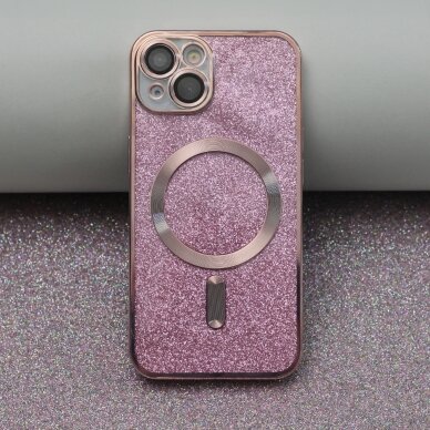 iPhone 12/12PRO pink Glitter Chrome Mag nugarėle 1