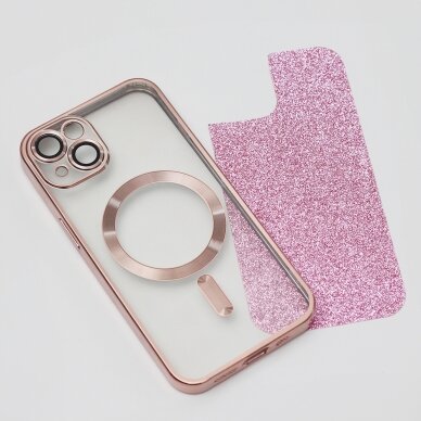 iPhone 12/12PRO pink Glitter Chrome Mag nugarėle 3