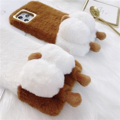 iPhone 13 PRO brown nugarėlė Fluffy Plush 5