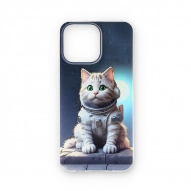 iPhone 13 PRO clear nugarėlė Astronaut Cat Design00317