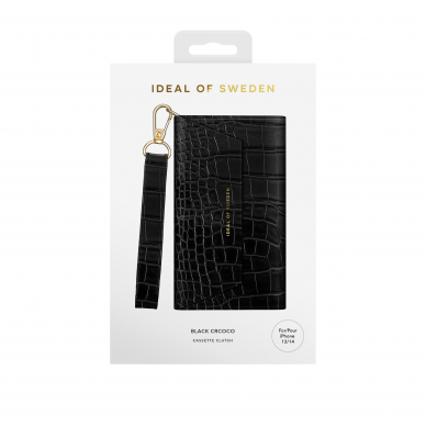 iPhone 14 iDeal Of Sweden dėklas Cassette Clutch Black Croco