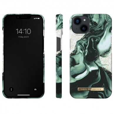 iPhone 14/13 iDeal Of Sweden nugarėlė Golden Olive Marble 1