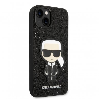 iPhone 14/13 juoda glitter KARL LAGERFELD nugarėlė KLHCP14SGFKPK 4