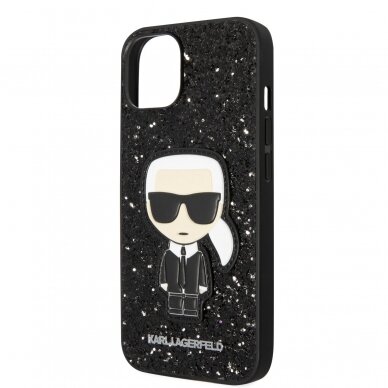 iPhone 14/13 juoda glitter KARL LAGERFELD nugarėlė KLHCP14SGFKPK 5