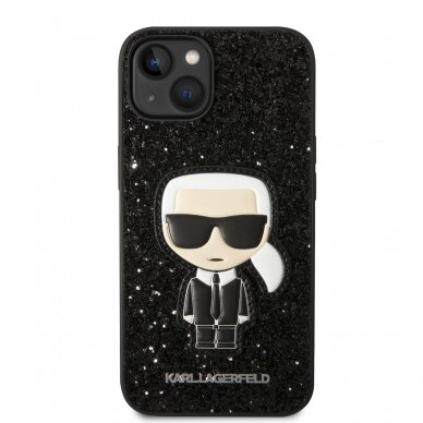 iPhone 14/13 juoda glitter KARL LAGERFELD nugarėlė KLHCP14SGFKPK 2