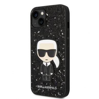 iPhone 14/13 juoda glitter KARL LAGERFELD nugarėlė KLHCP14SGFKPK 3