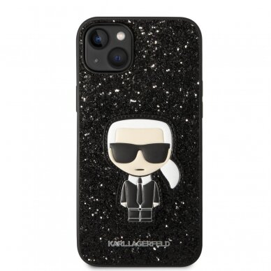 iPhone 14 PLUS juoda glitter KARL LAGERFELD nugarėlė KLHCP14MGFKPK 2