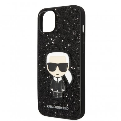 iPhone 14 PLUS juoda glitter KARL LAGERFELD nugarėlė KLHCP14MGFKPK 5