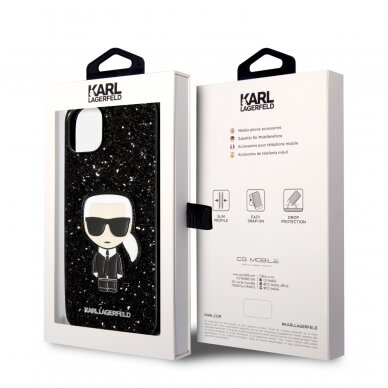 iPhone 14 PLUS juoda glitter KARL LAGERFELD nugarėlė KLHCP14MGFKPK 7