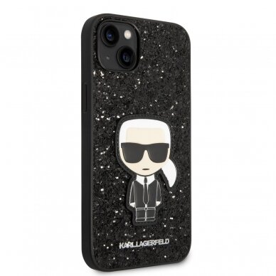 iPhone 14 PLUS juoda glitter KARL LAGERFELD nugarėlė KLHCP14MGFKPK 4