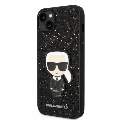 iPhone 14 PLUS juoda glitter KARL LAGERFELD nugarėlė KLHCP14MGFKPK 3