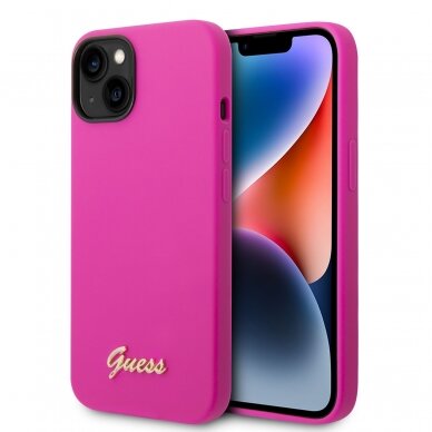 iPhone 14 PLUS neo rožinė GUESS nugarėlė GUHCP14MSLSMF 1