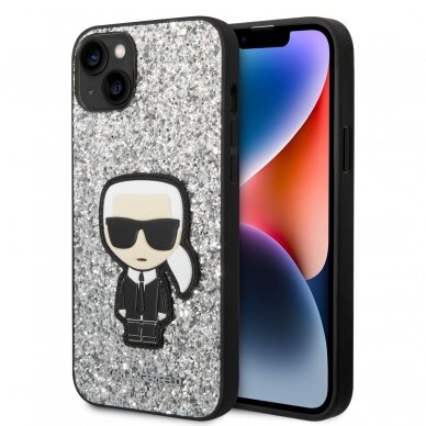 iPhone 14 PLUS sidabro sp. glitter KARL LAGERFELD nugarėlė KLHCP14MGFKPG