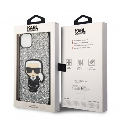 iPhone 14 PLUS sidabro sp. glitter KARL LAGERFELD nugarėlė KLHCP14MGFKPG 7