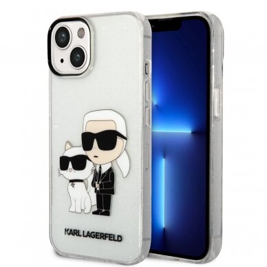 iPhone 14 PLUS transparent NFT IML Glitter KARL LAGERFELD nugarėlė