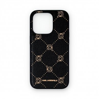 iPhone 14 PRO black Magsafe PU Karl Heads Pattern KARL LAGERFELD nugarėlė